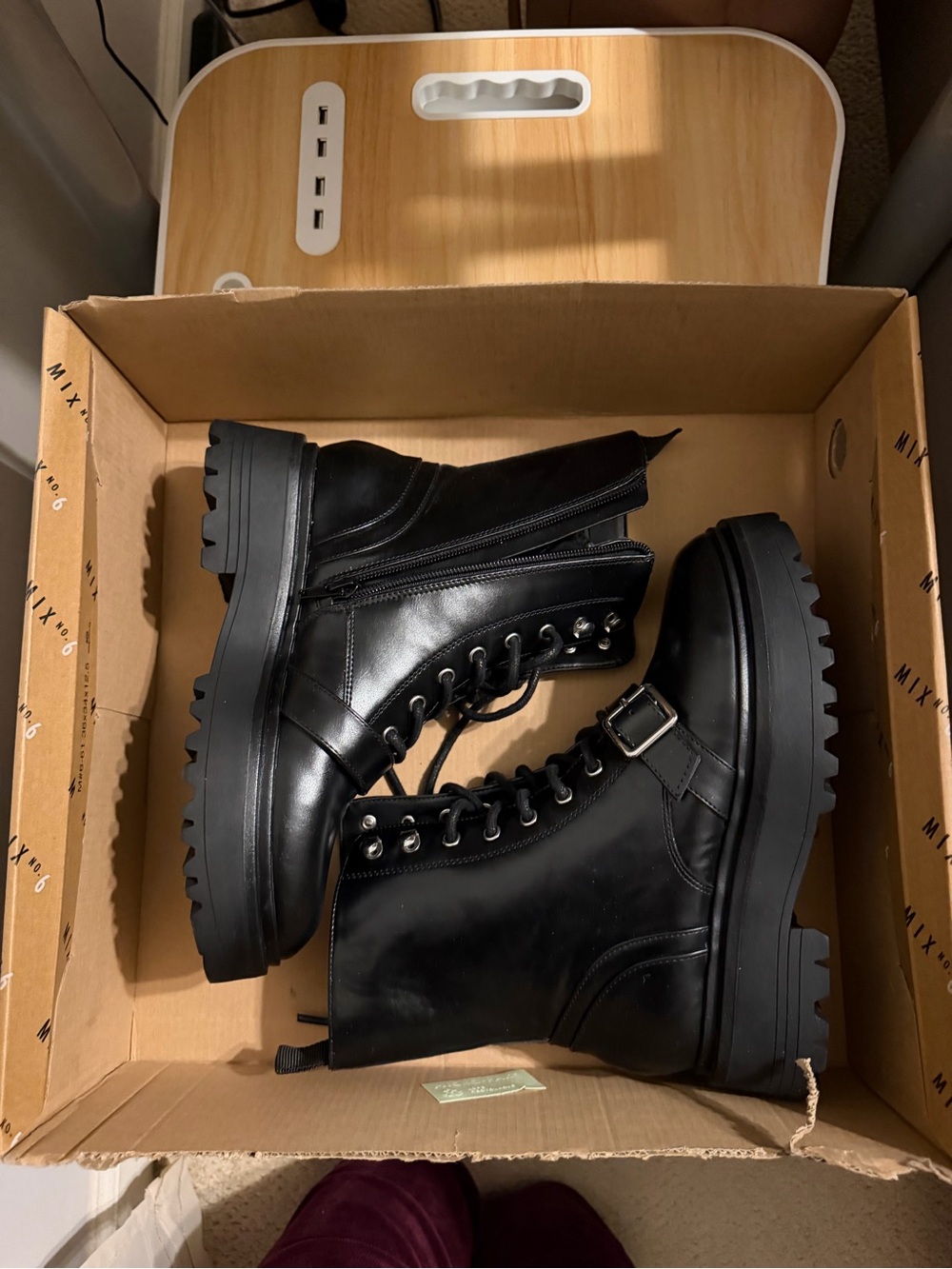 Black Lace-up Combat Boots